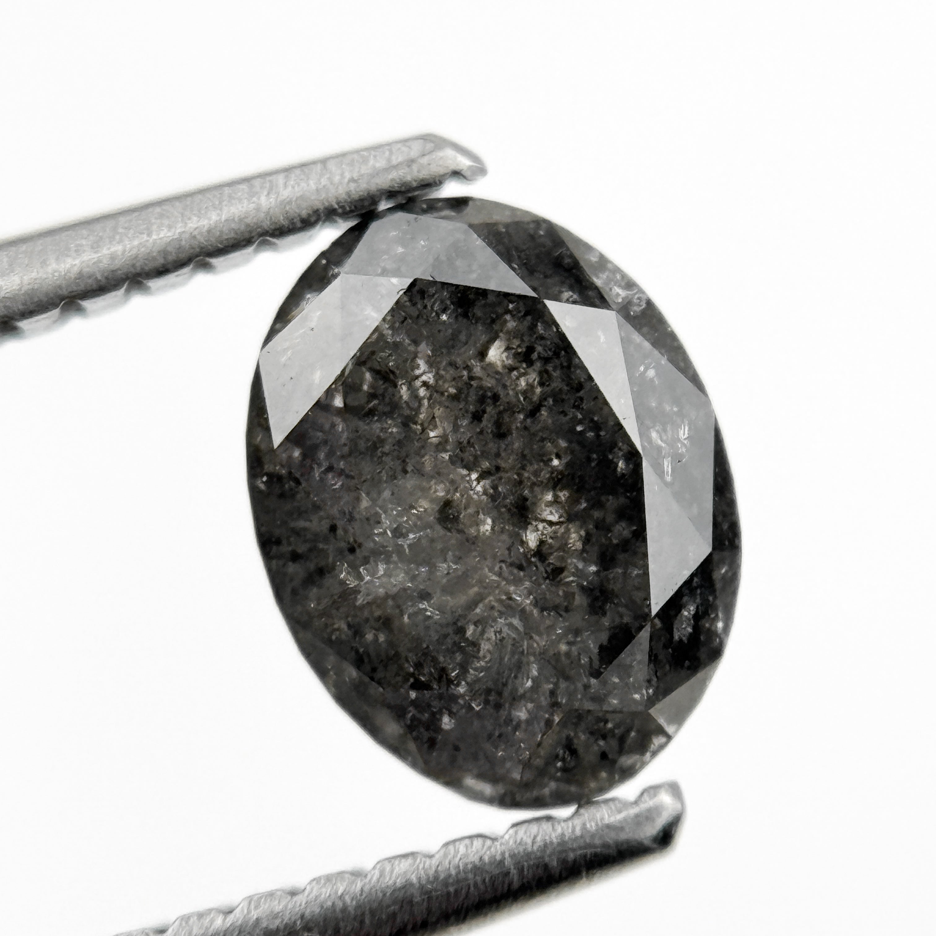 1.23 Ct Oval Rose Cut Grey Natural Galaxy Diamond