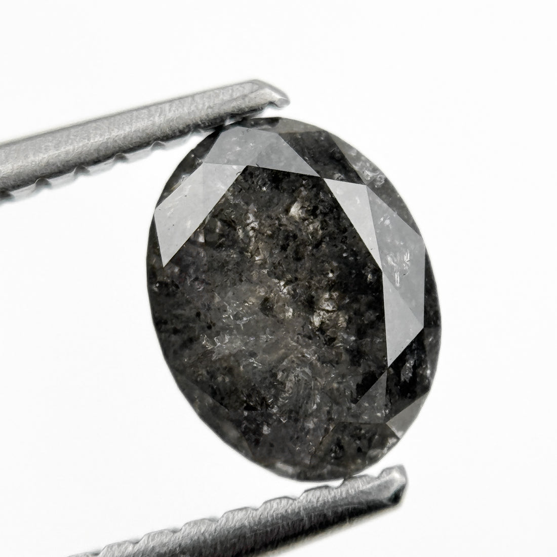 1.23 Ct Oval Rose Cut Grey Natural Galaxy Diamond