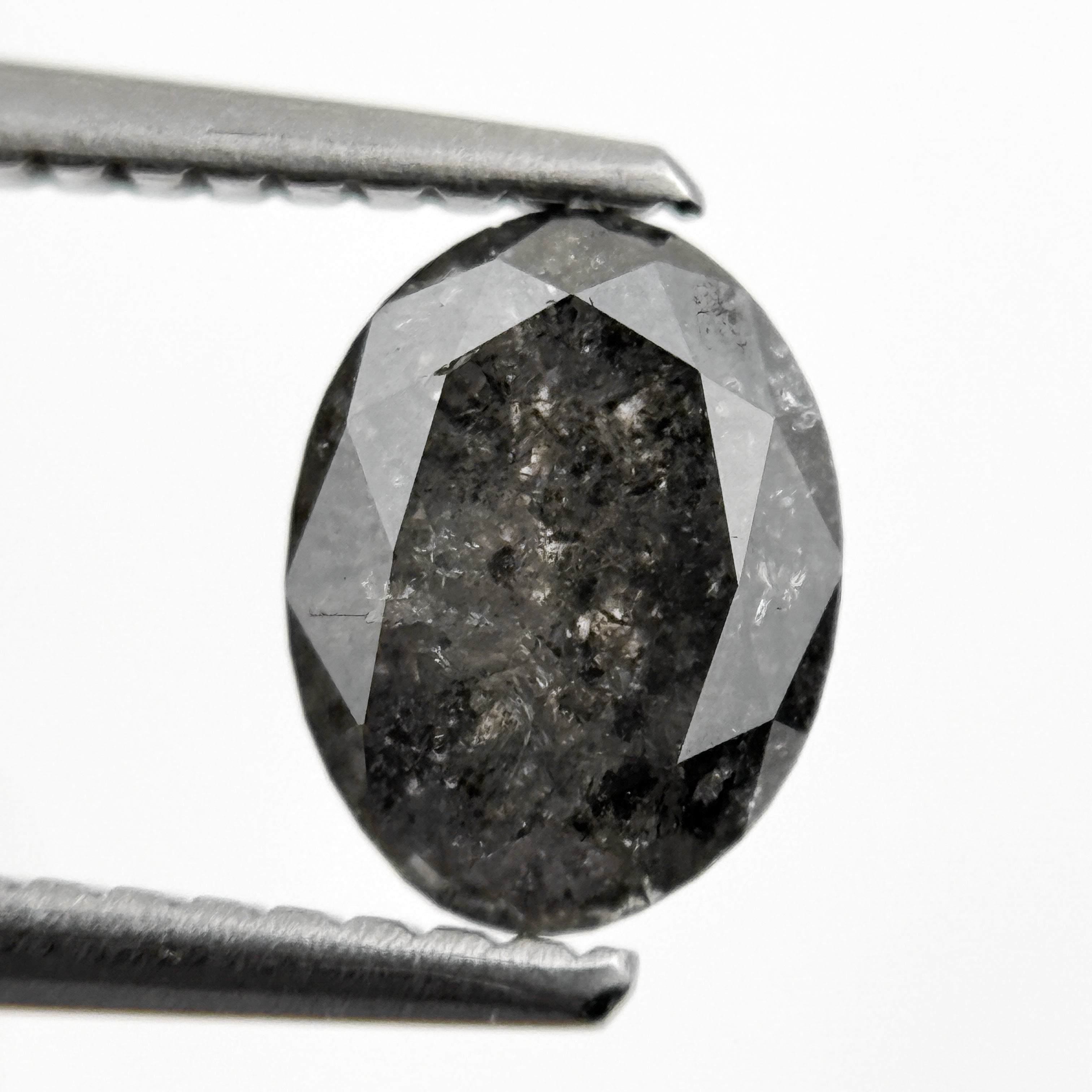1.23 Ct Oval Rose Cut Grey Natural Galaxy Diamond