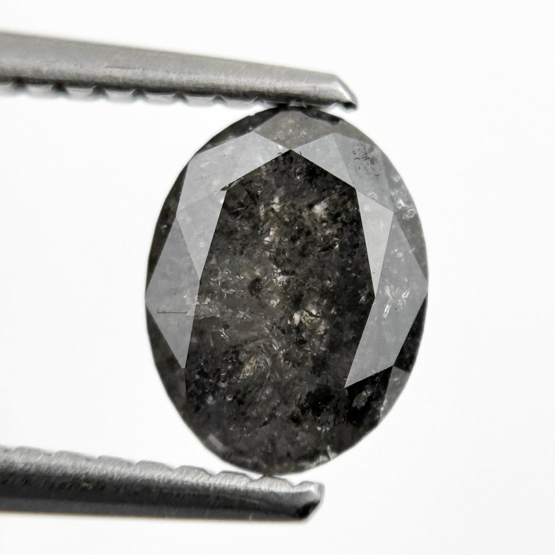 1.23 Ct Oval Rose Cut Grey Natural Galaxy Diamond