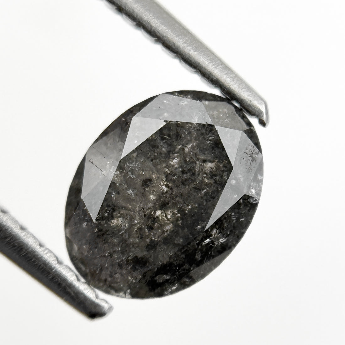 1.23 Ct Oval Rose Cut Grey Natural Galaxy Diamond