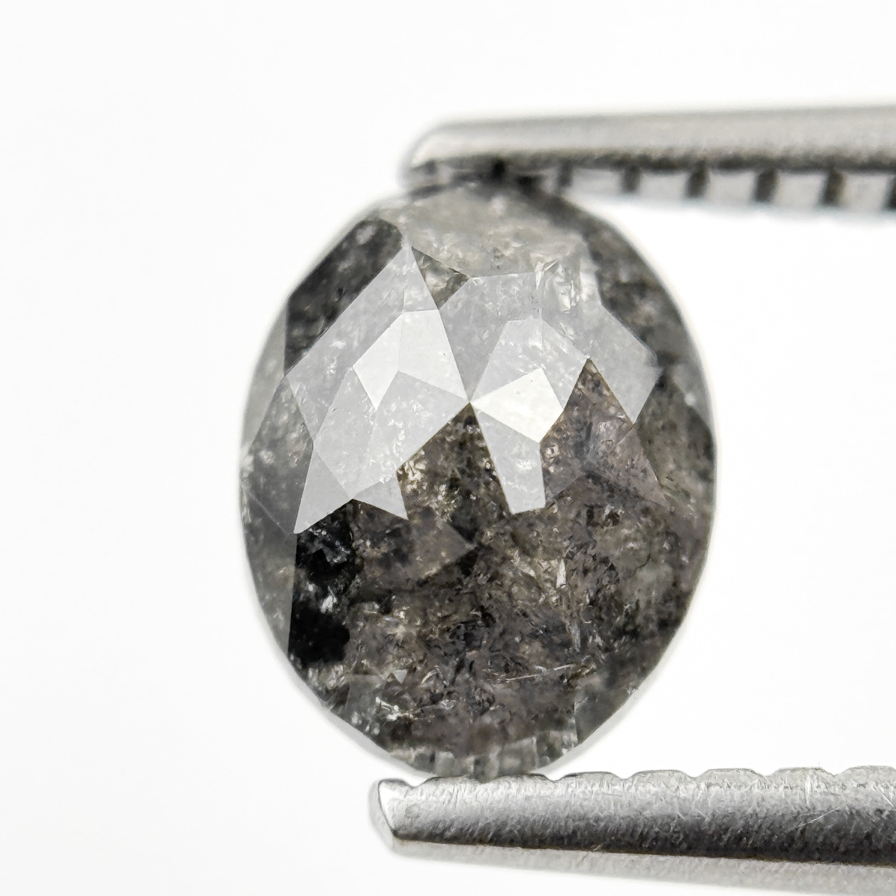 1.23 Ct Oval Rose Cut Grey Natural Galaxy Diamond