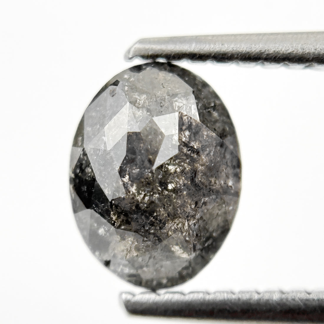 1.23 Ct Oval Rose Cut Grey Natural Galaxy Diamond