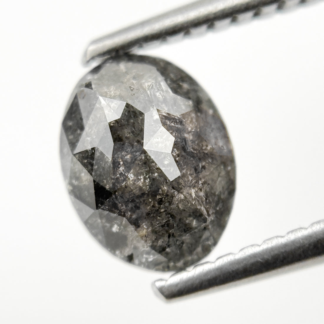 1.23 Ct Oval Rose Cut Grey Natural Galaxy Diamond