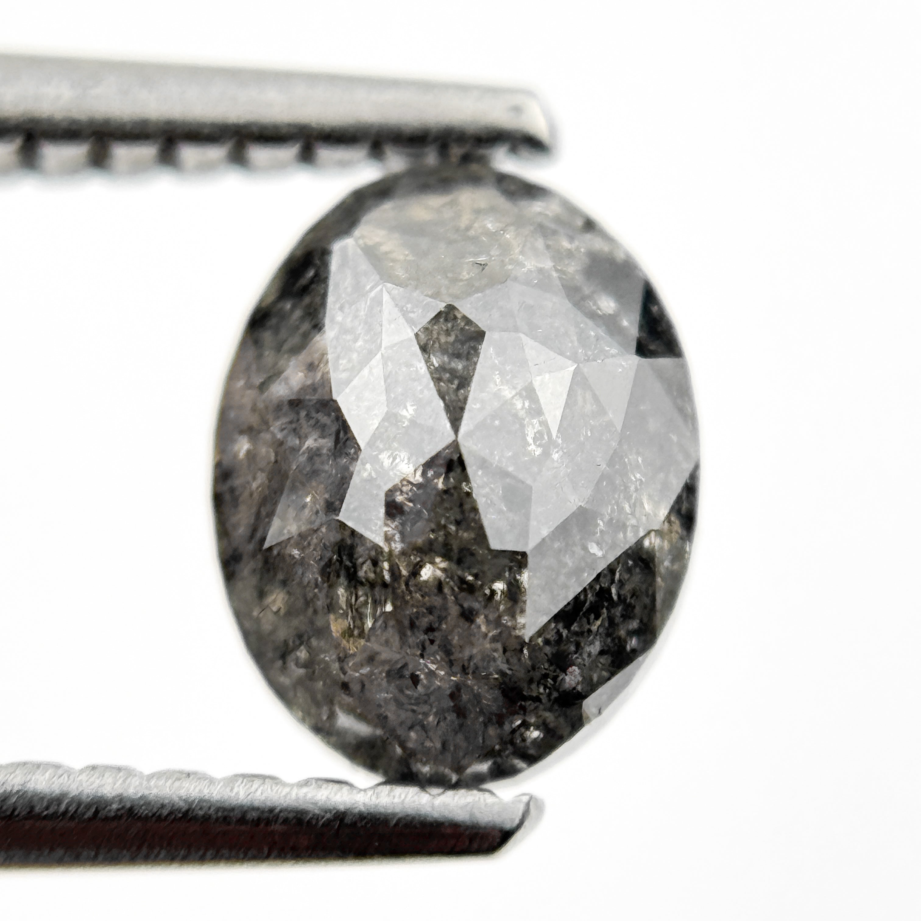 1.23 Ct Oval Rose Cut Grey Natural Galaxy Diamond