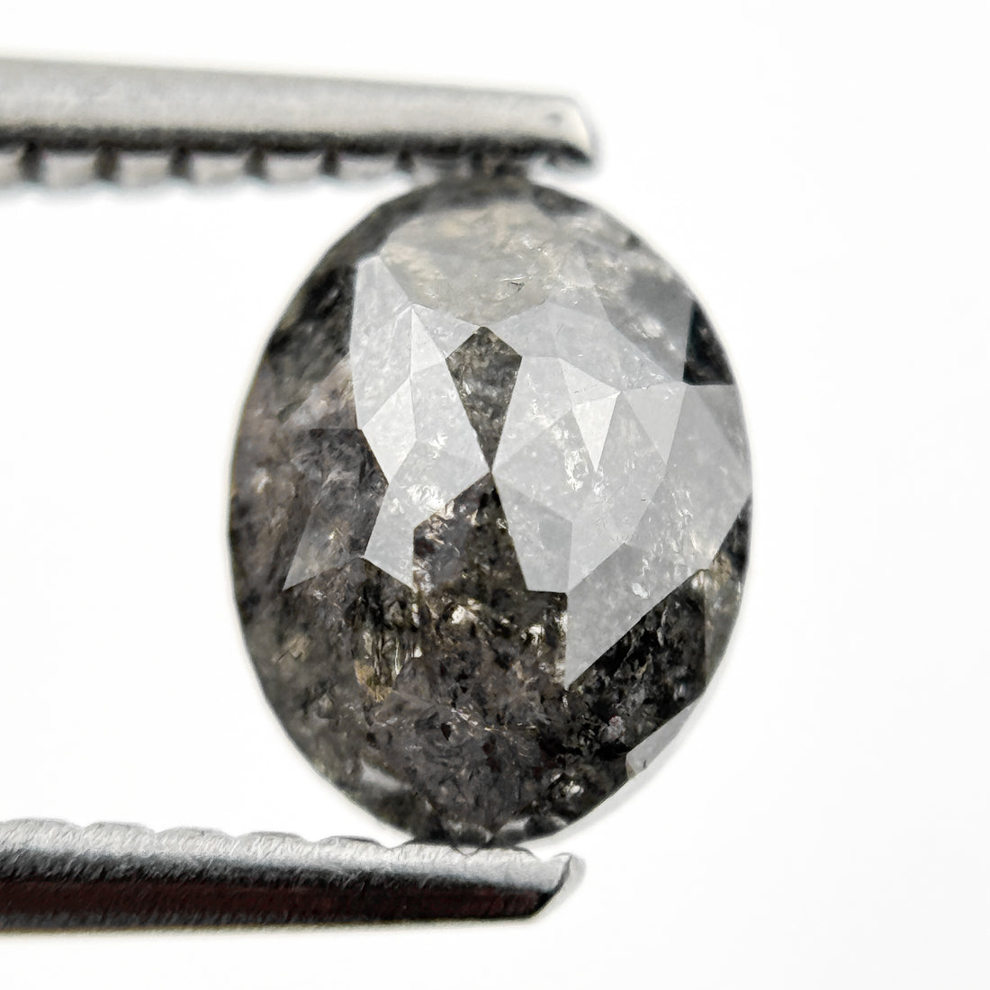 1.23 Ct Oval Rose Cut Grey Natural Galaxy Diamond
