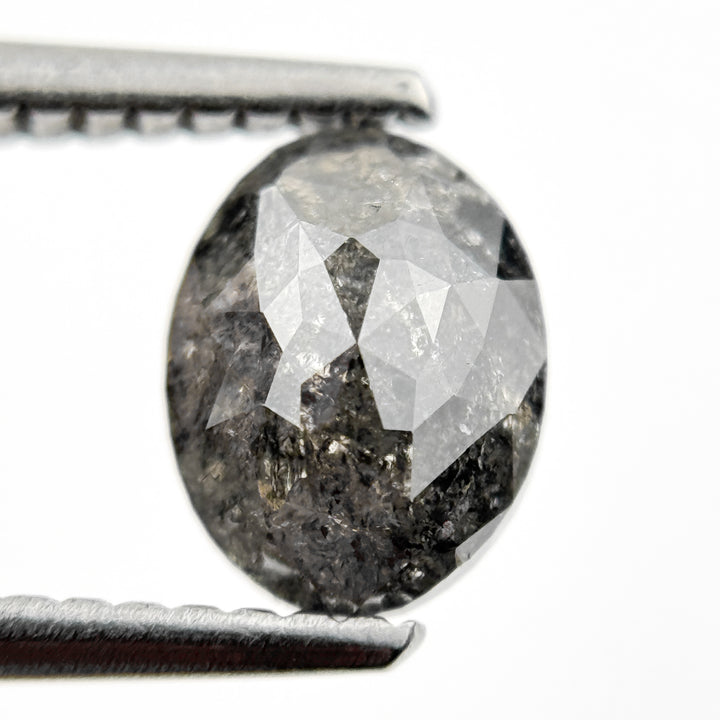 1.23 Ct Oval Rose Cut Grey Natural Galaxy Diamond