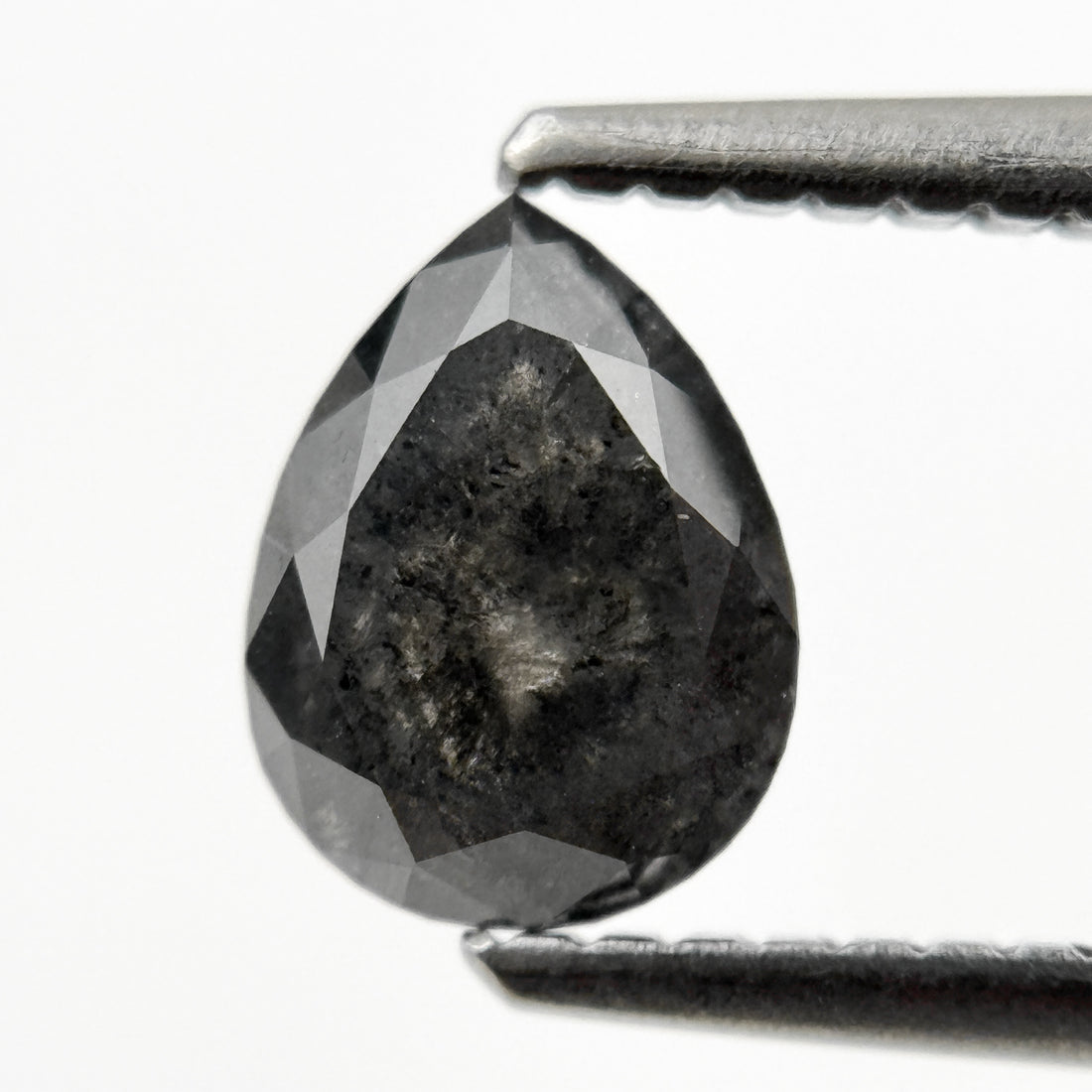 0.98 Ct Pear Rose Cut Grey Natural Galaxy Salt and pepper Diamond