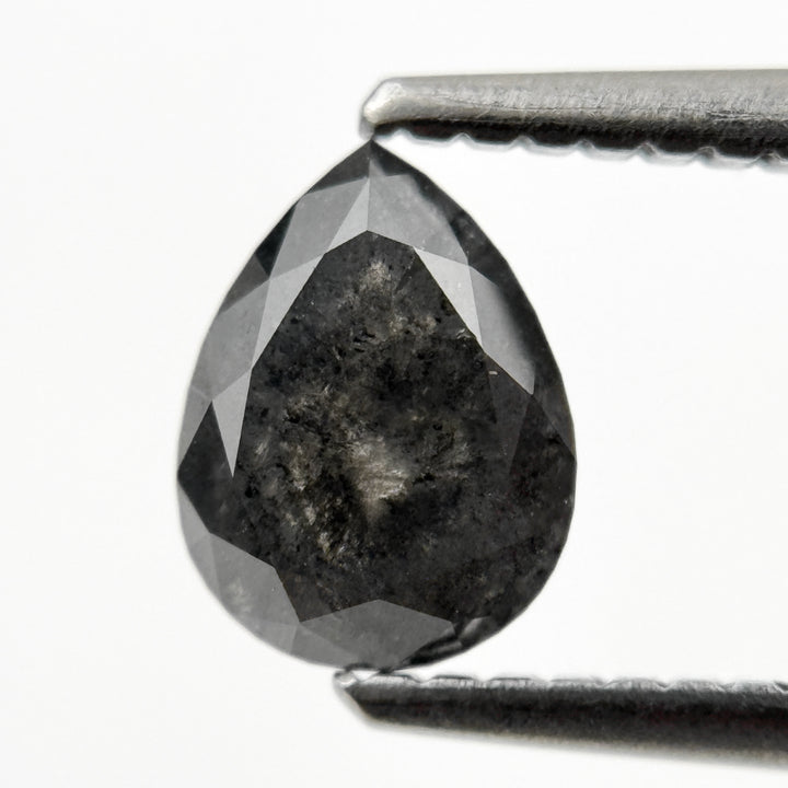 0.98 Ct Pear Rose Cut Grey Natural Galaxy Salt and pepper Diamond