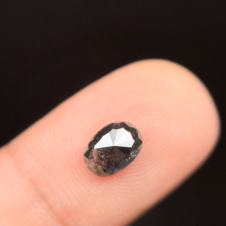 1.12 Ct Oval Rose Cut Grey Natural Salt and Pepper Diamond