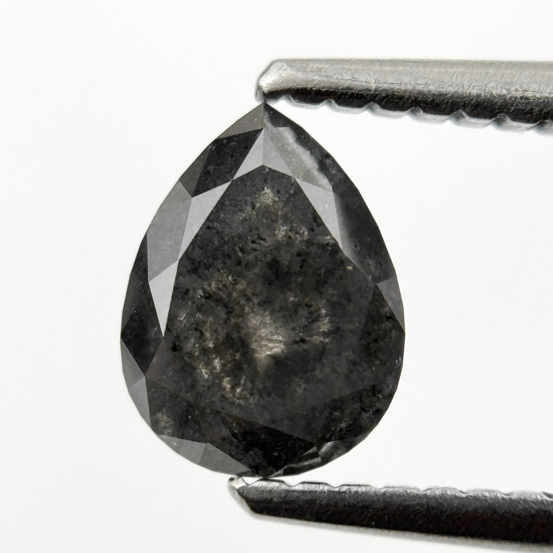 0.98 Ct Pear Rose Cut Grey Natural Galaxy Salt and pepper Diamond