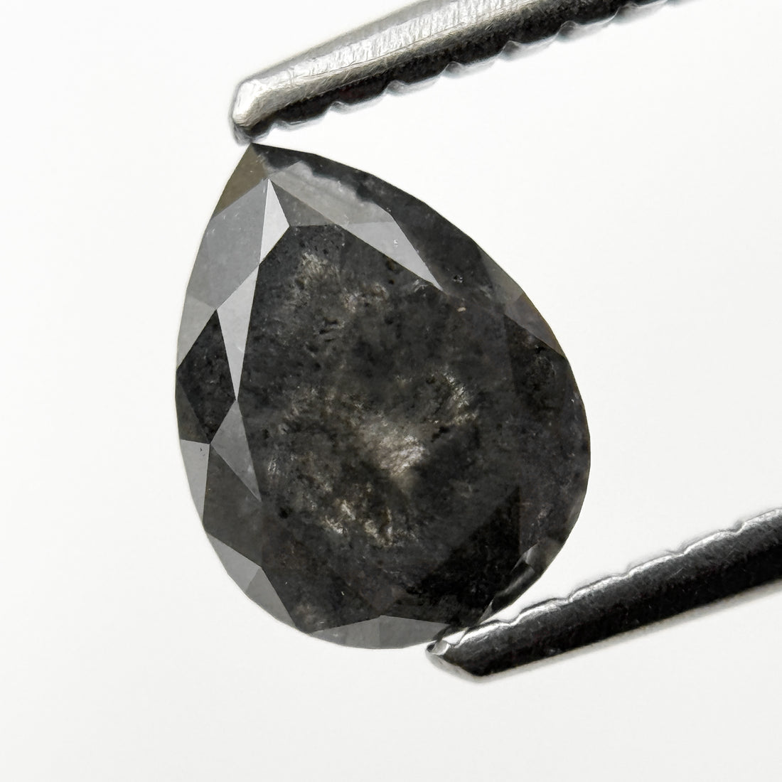 0.98 Ct Pear Rose Cut Grey Natural Galaxy Salt and pepper Diamond