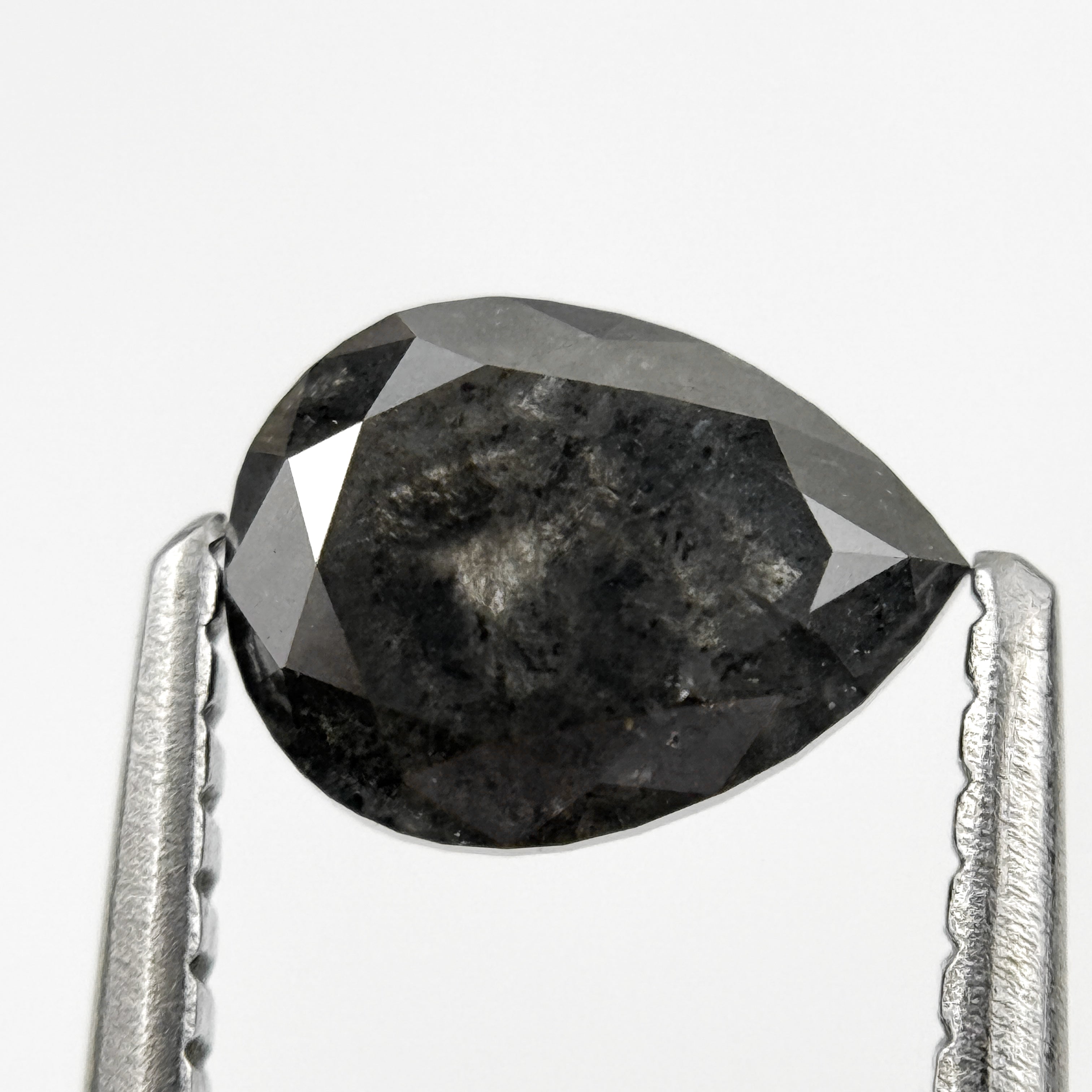 0.98 Ct Pear Rose Cut Grey Natural Galaxy Salt and pepper Diamond