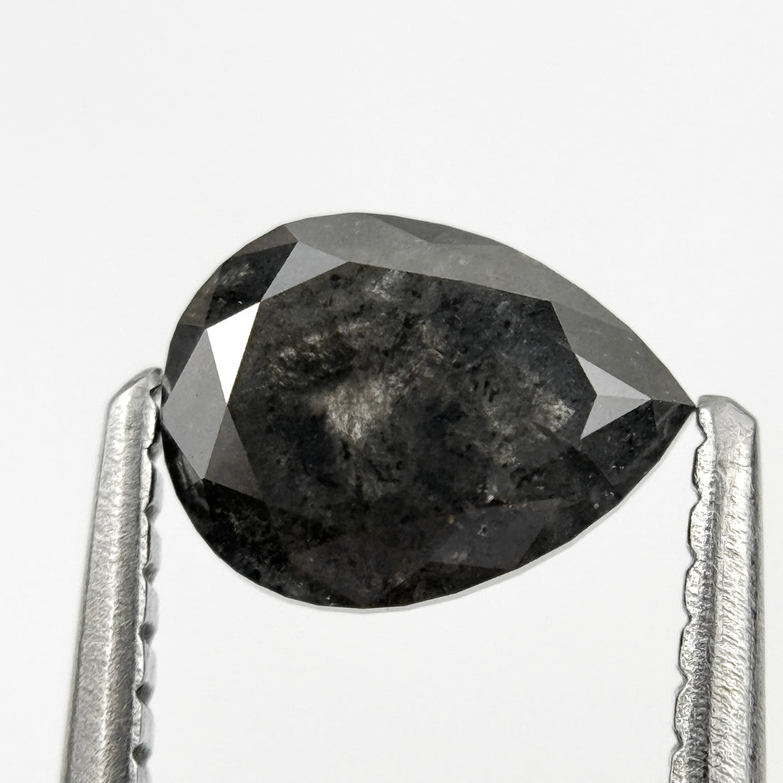 0.98 Ct Pear Rose Cut Grey Natural Galaxy Salt and pepper Diamond