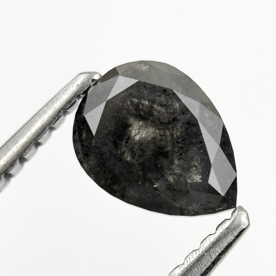 0.98 Ct Pear Rose Cut Grey Natural Galaxy Salt and pepper Diamond