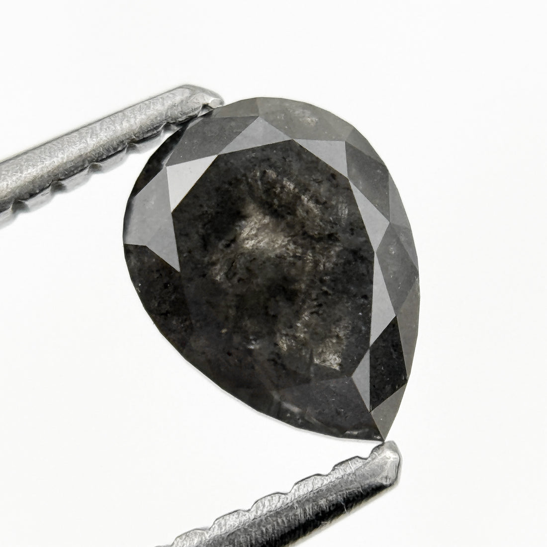 0.98 Ct Pear Rose Cut Grey Natural Galaxy Salt and pepper Diamond