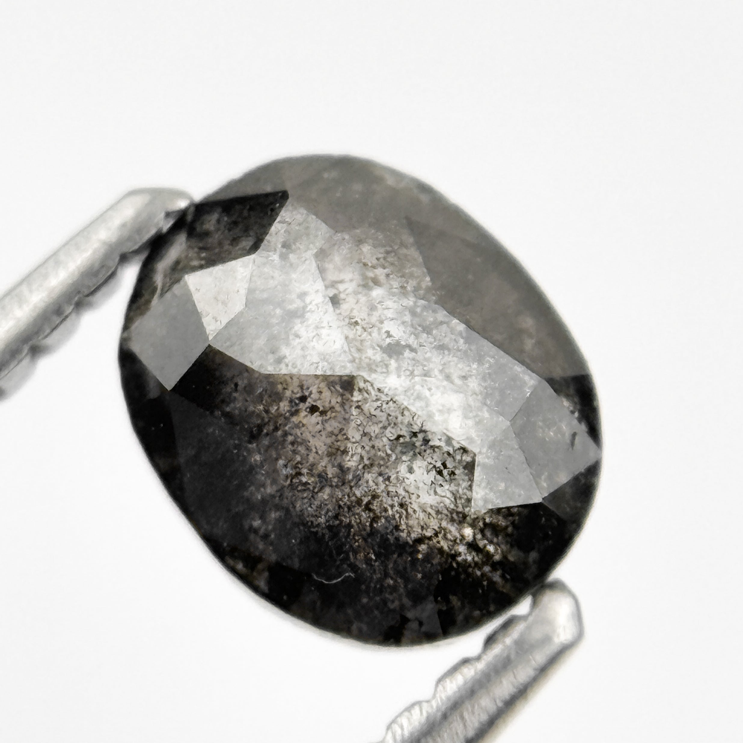 1.12 Ct Oval Rose Cut Grey Natural Salt and Pepper Diamond