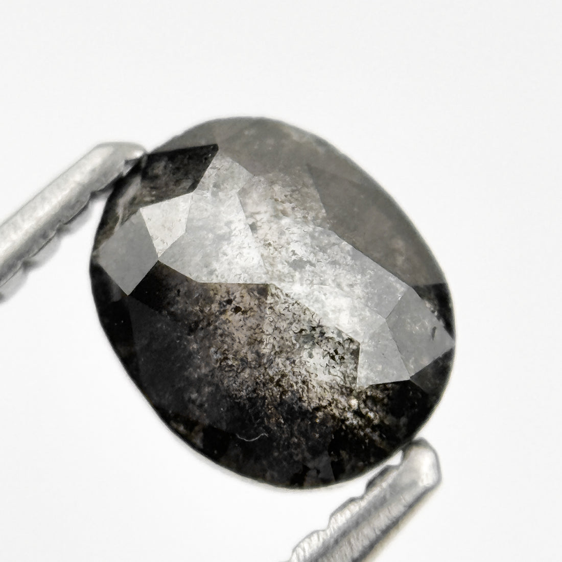 1.12 Ct Oval Rose Cut Grey Natural Salt and Pepper Diamond