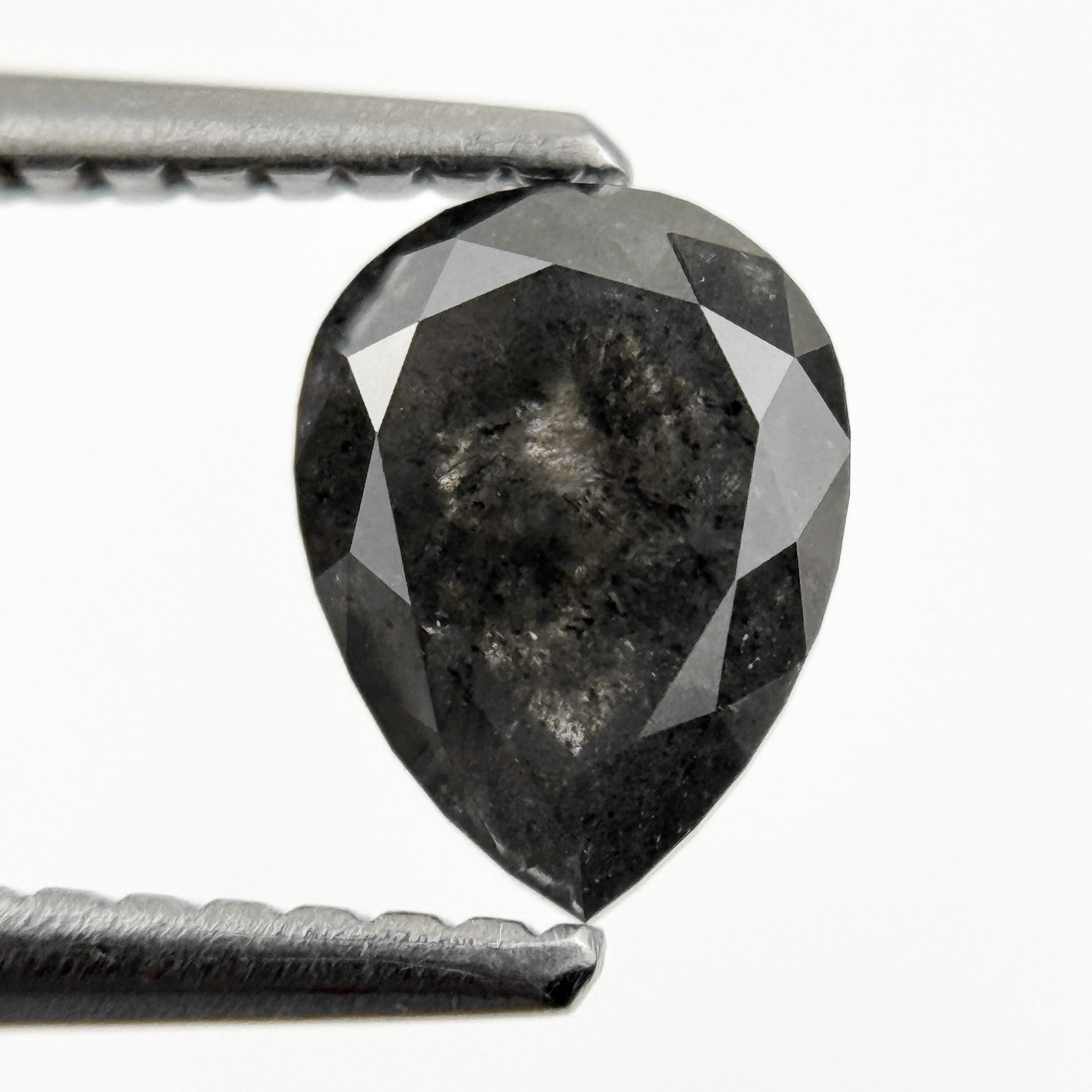 0.98 Ct Pear Rose Cut Grey Natural Galaxy Salt and pepper Diamond