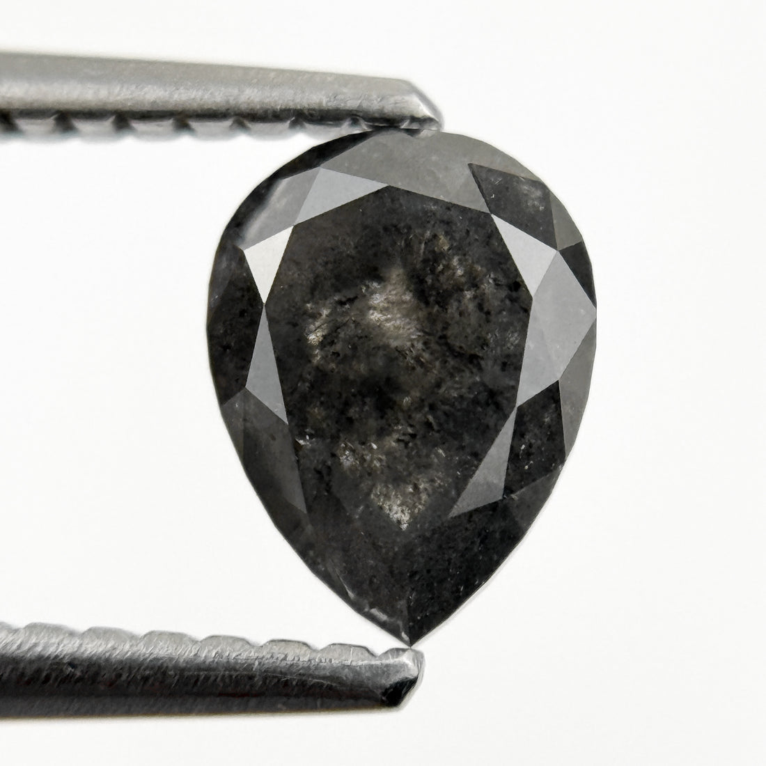 0.98 Ct Pear Rose Cut Grey Natural Galaxy Salt and pepper Diamond