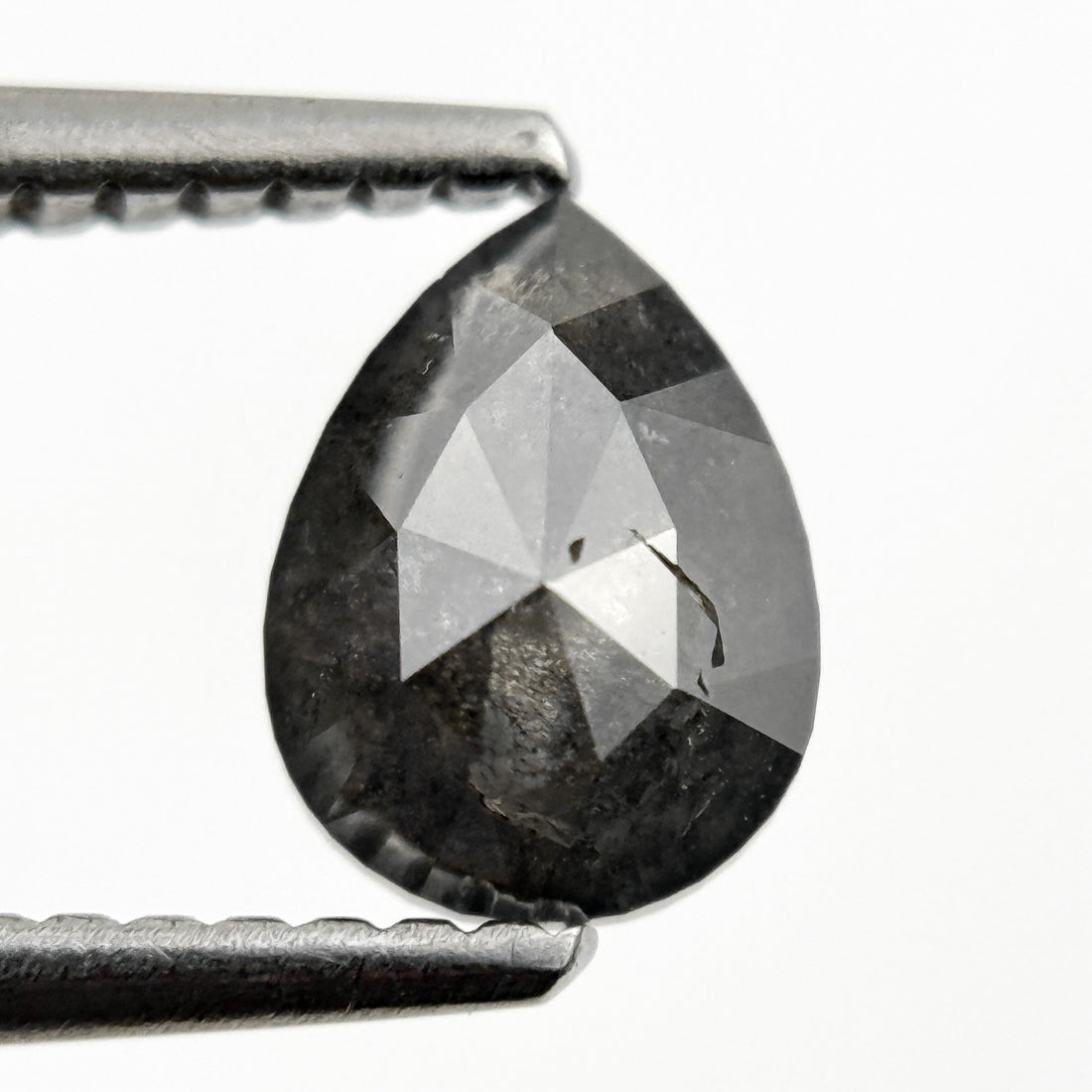 0.98 Ct Pear Rose Cut Grey Natural Galaxy Salt and pepper Diamond