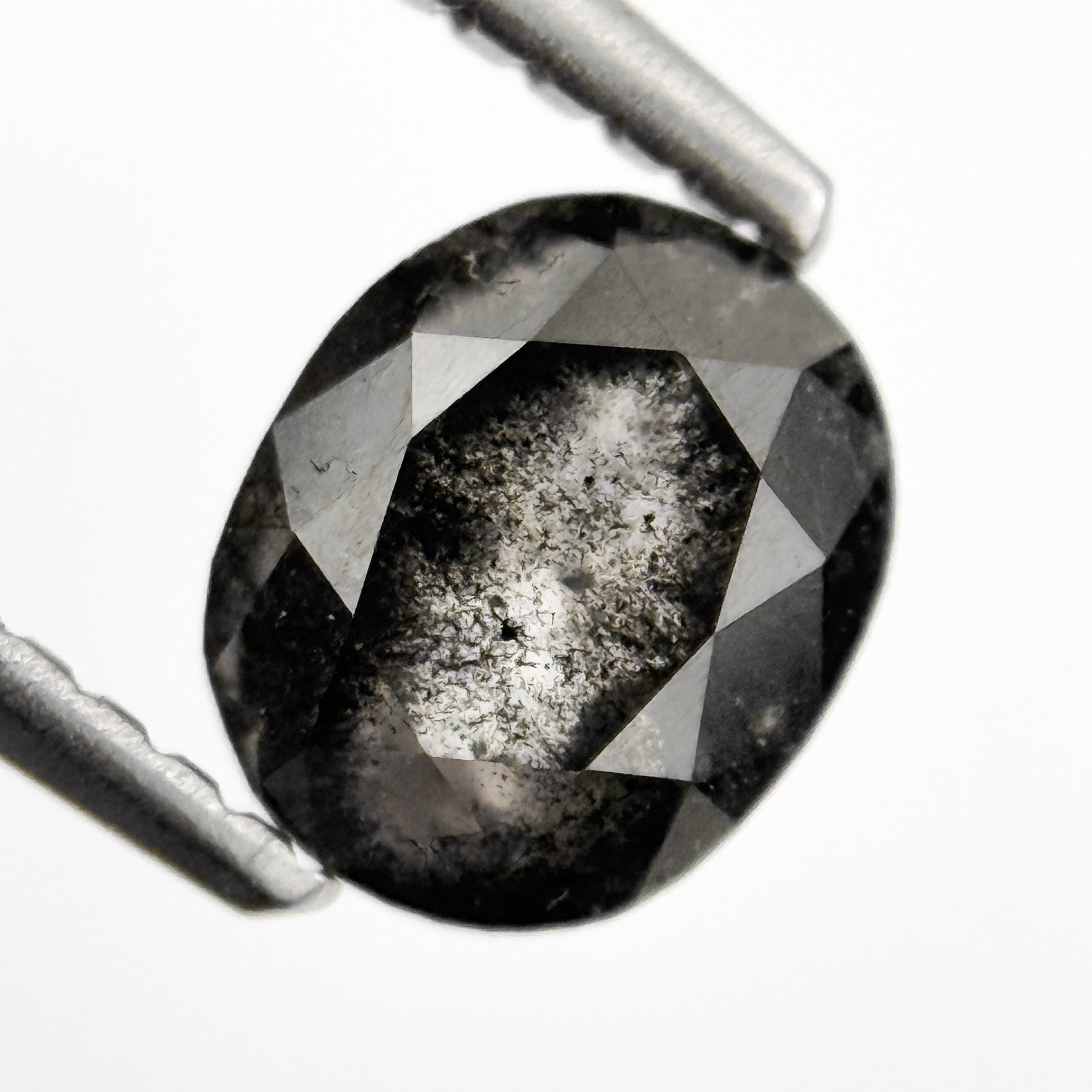 1.12 Ct Oval Rose Cut Grey Natural Salt and Pepper Diamond