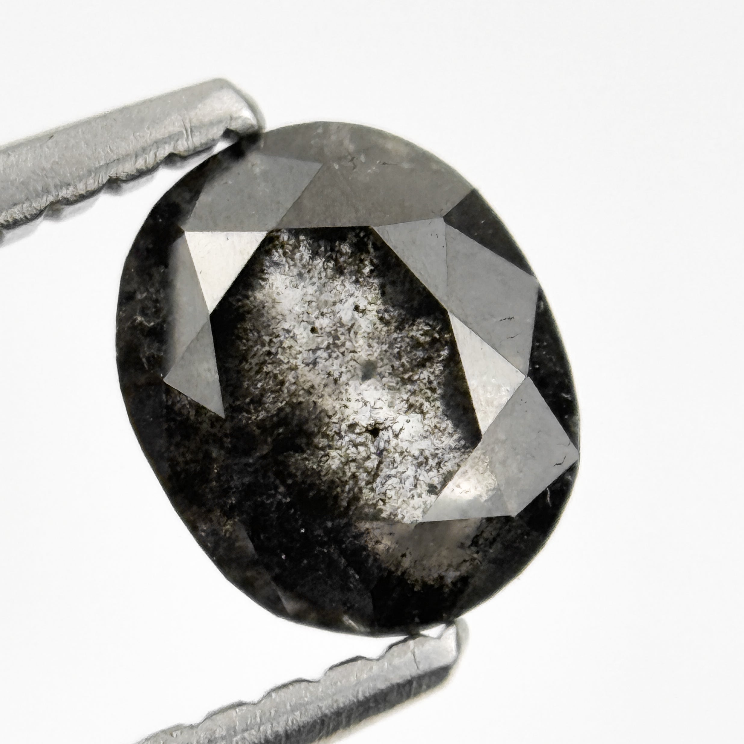 1.12 Ct Oval Rose Cut Grey Natural Salt and Pepper Diamond