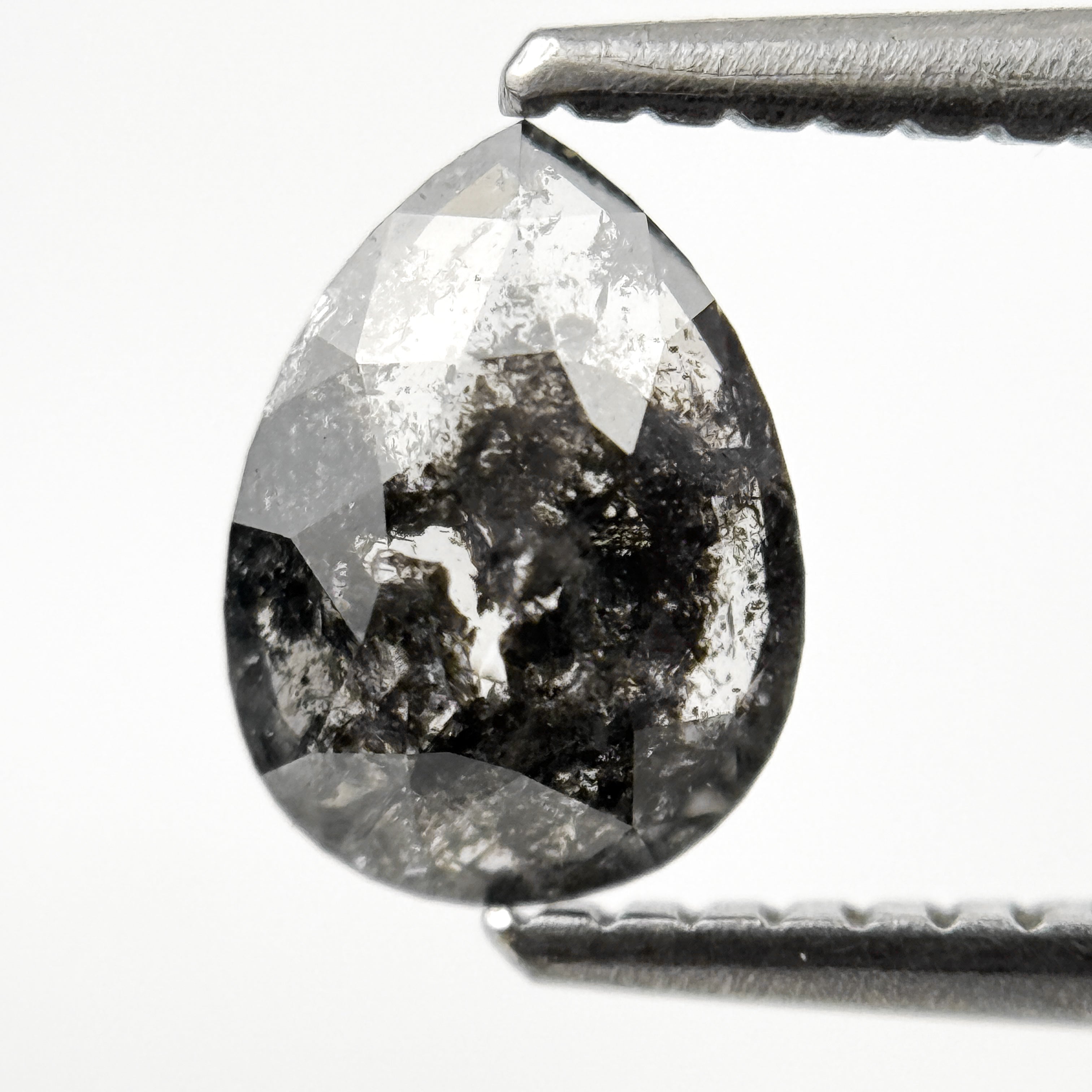 0.82 Ct Pear Rose Cut Grey Natural Fancy Salt and pepper Diamond
