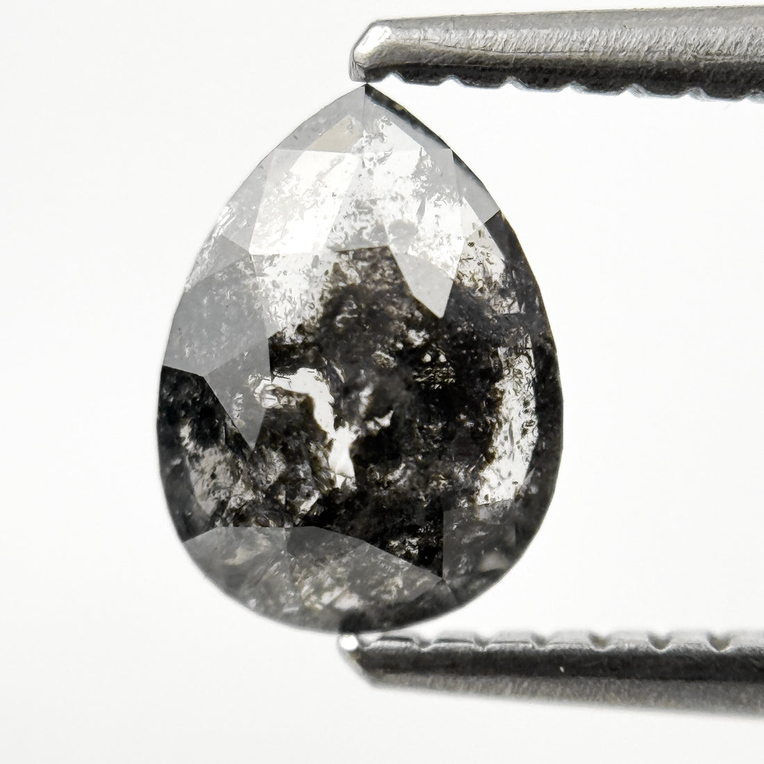 0.82 Ct Pear Rose Cut Grey Natural Fancy Salt and pepper Diamond