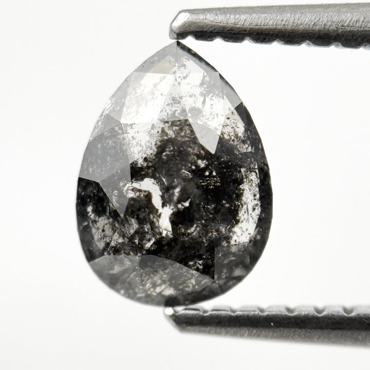 0.82 Ct Pear Rose Cut Grey Natural Fancy Salt and pepper Diamond