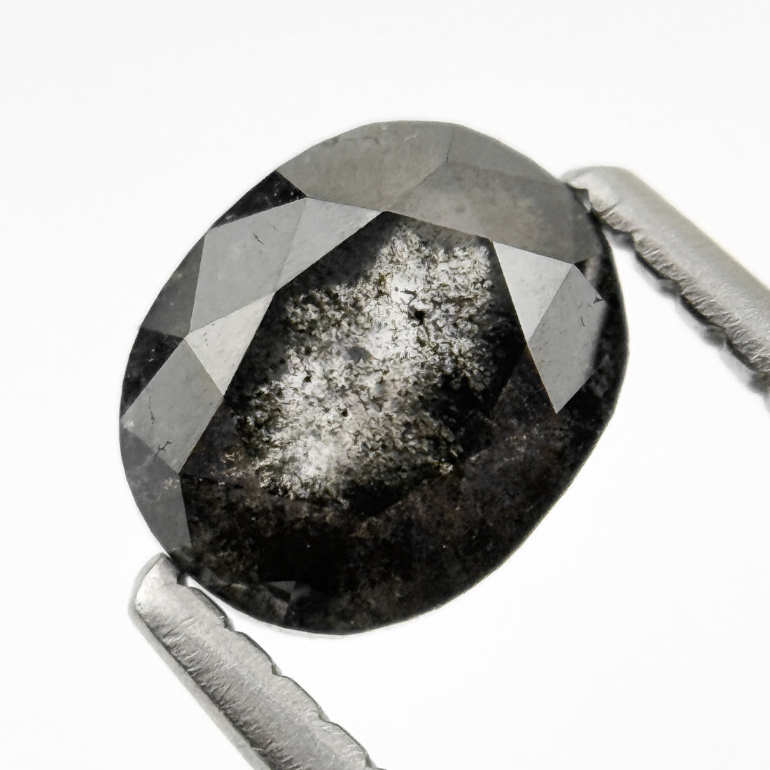 1.12 Ct Oval Rose Cut Grey Natural Salt and Pepper Diamond