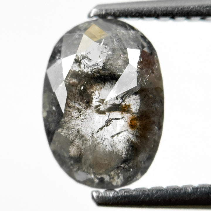 1.07 Ct Oval Rose Cut Grey Natural Galaxy Diamond