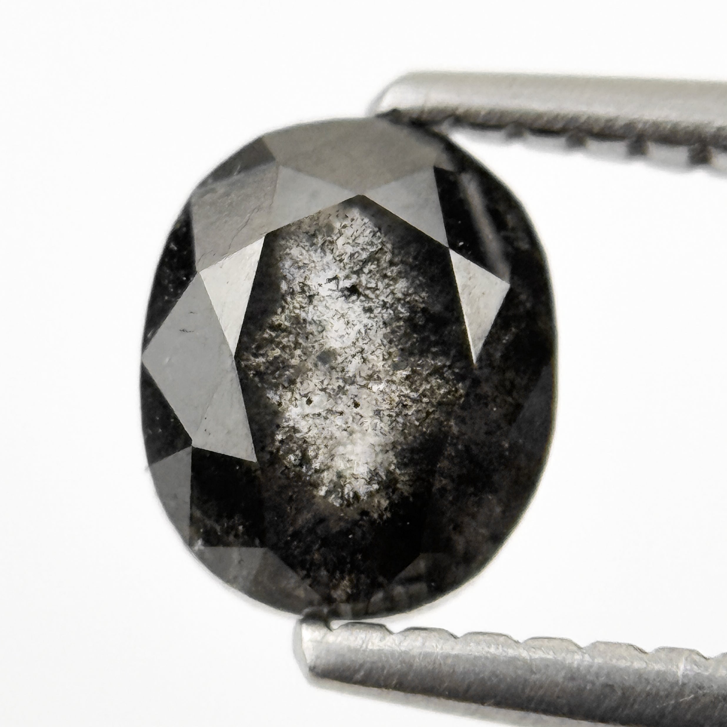 1.12 Ct Oval Rose Cut Grey Natural Salt and Pepper Diamond