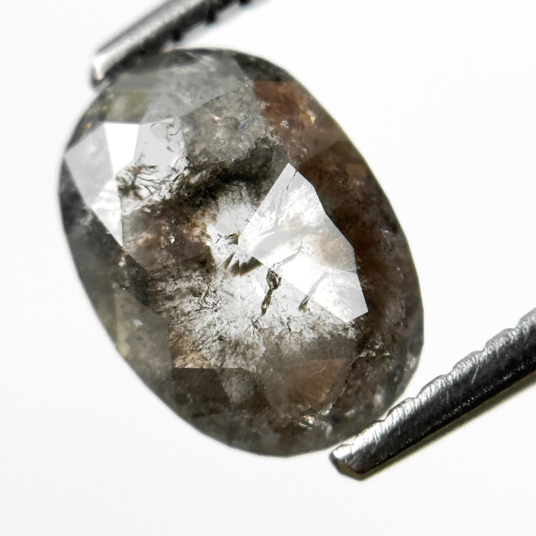 1.07 Ct Oval Rose Cut Grey Natural Galaxy Diamond