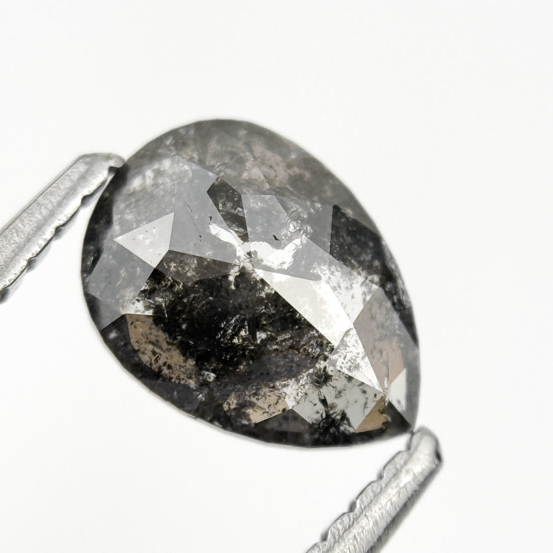 0.82 Ct Pear Rose Cut Grey Natural Fancy Salt and pepper Diamond