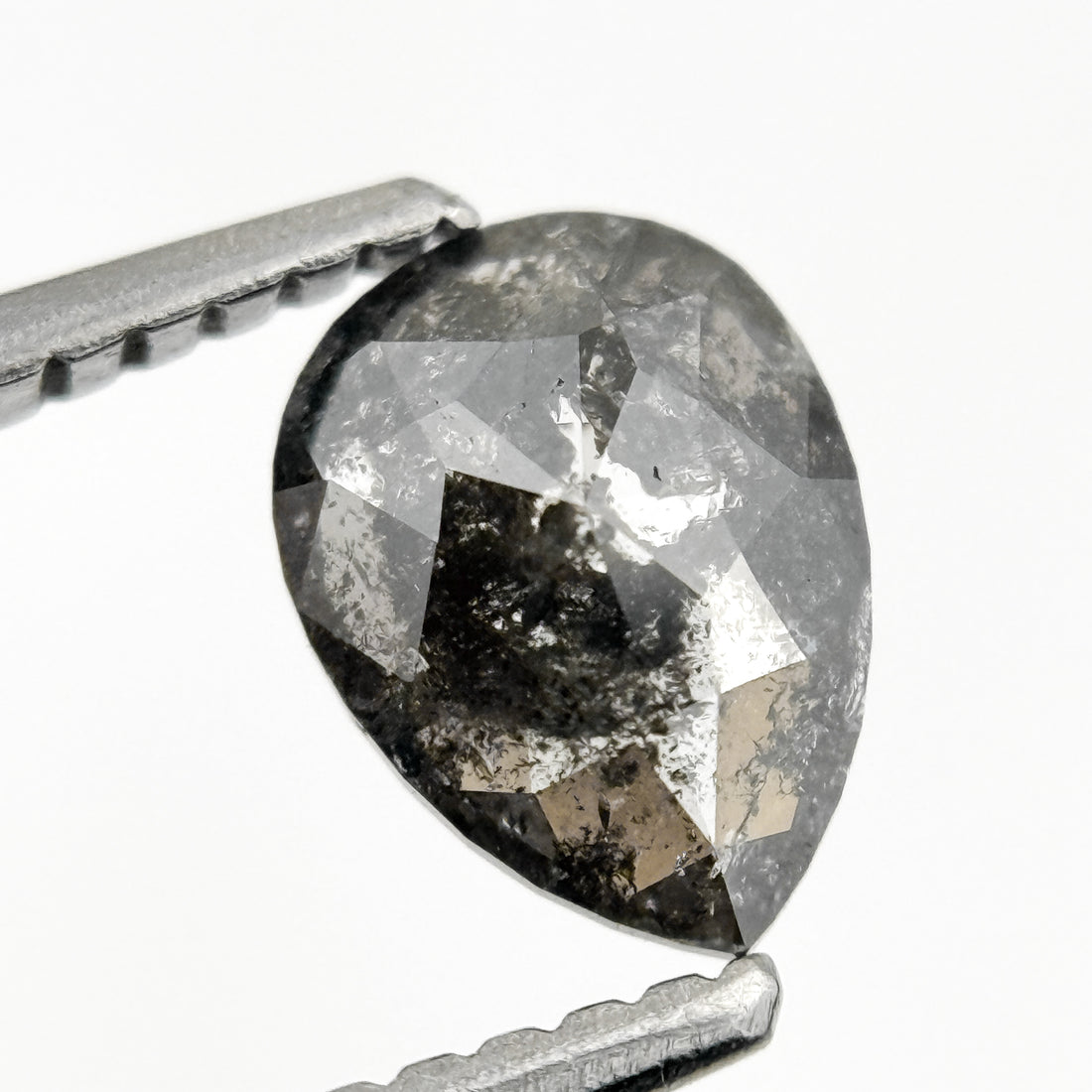 0.82 Ct Pear Rose Cut Grey Natural Fancy Salt and pepper Diamond