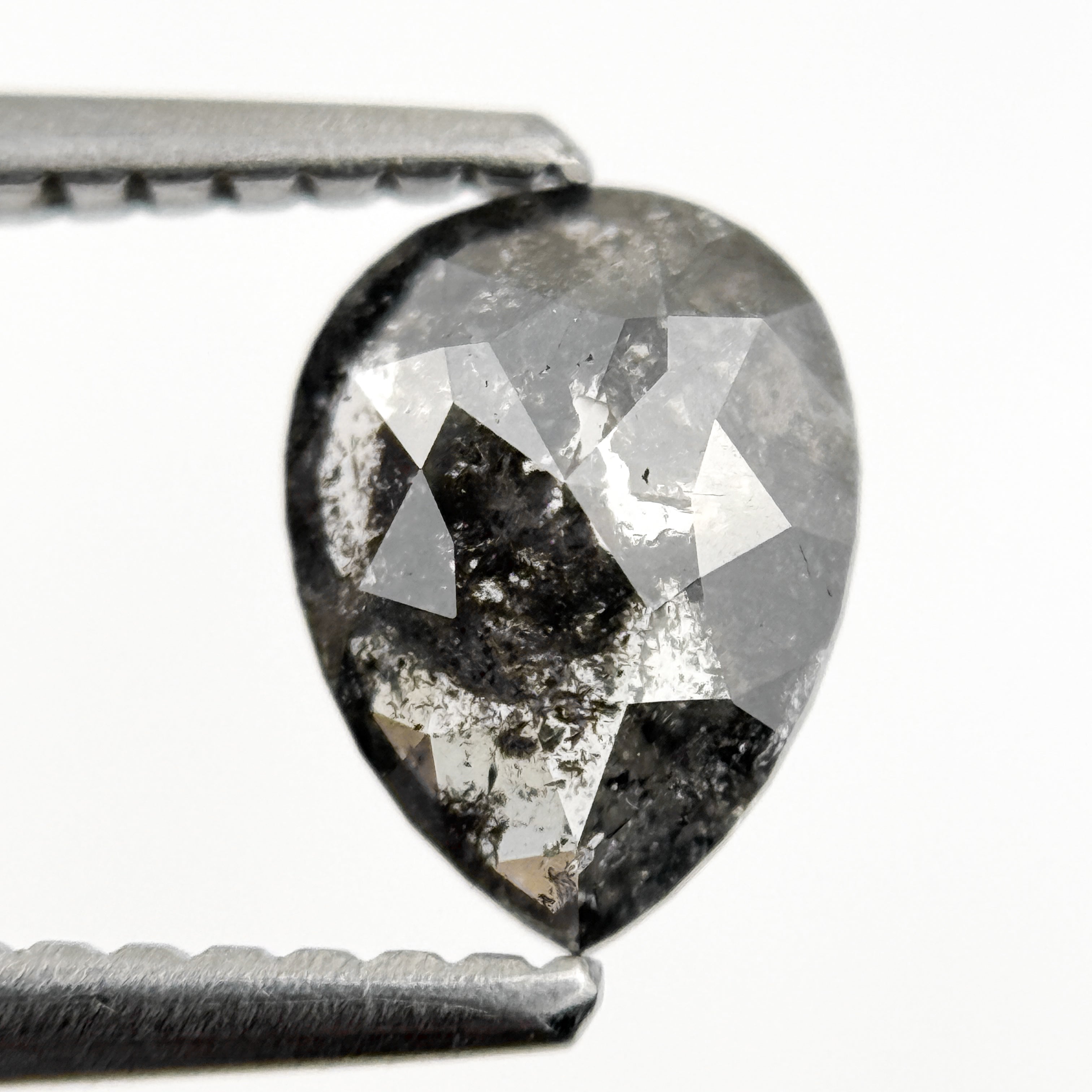 0.82 Ct Pear Rose Cut Grey Natural Fancy Salt and pepper Diamond