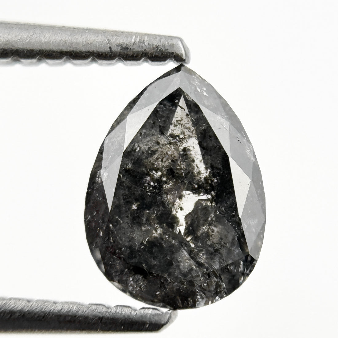 0.82 Ct Pear Rose Cut Grey Natural Fancy Salt and pepper Diamond