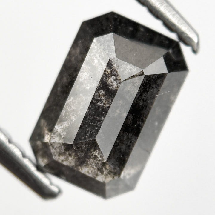 1.21 Ct Emerald Rose Cut Grey Salt and Pepper Diamond