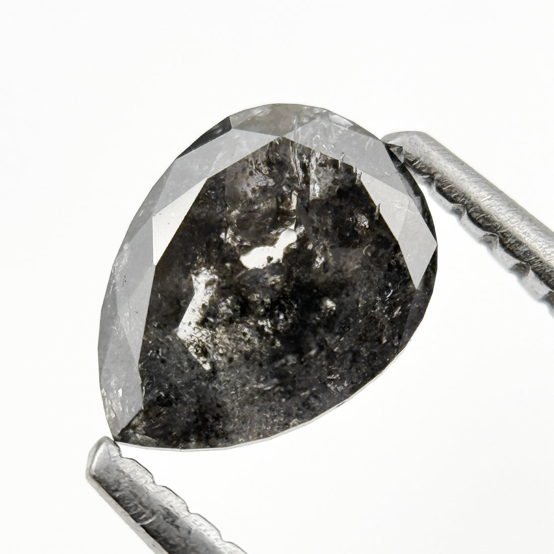 0.82 Ct Pear Rose Cut Grey Natural Fancy Salt and pepper Diamond