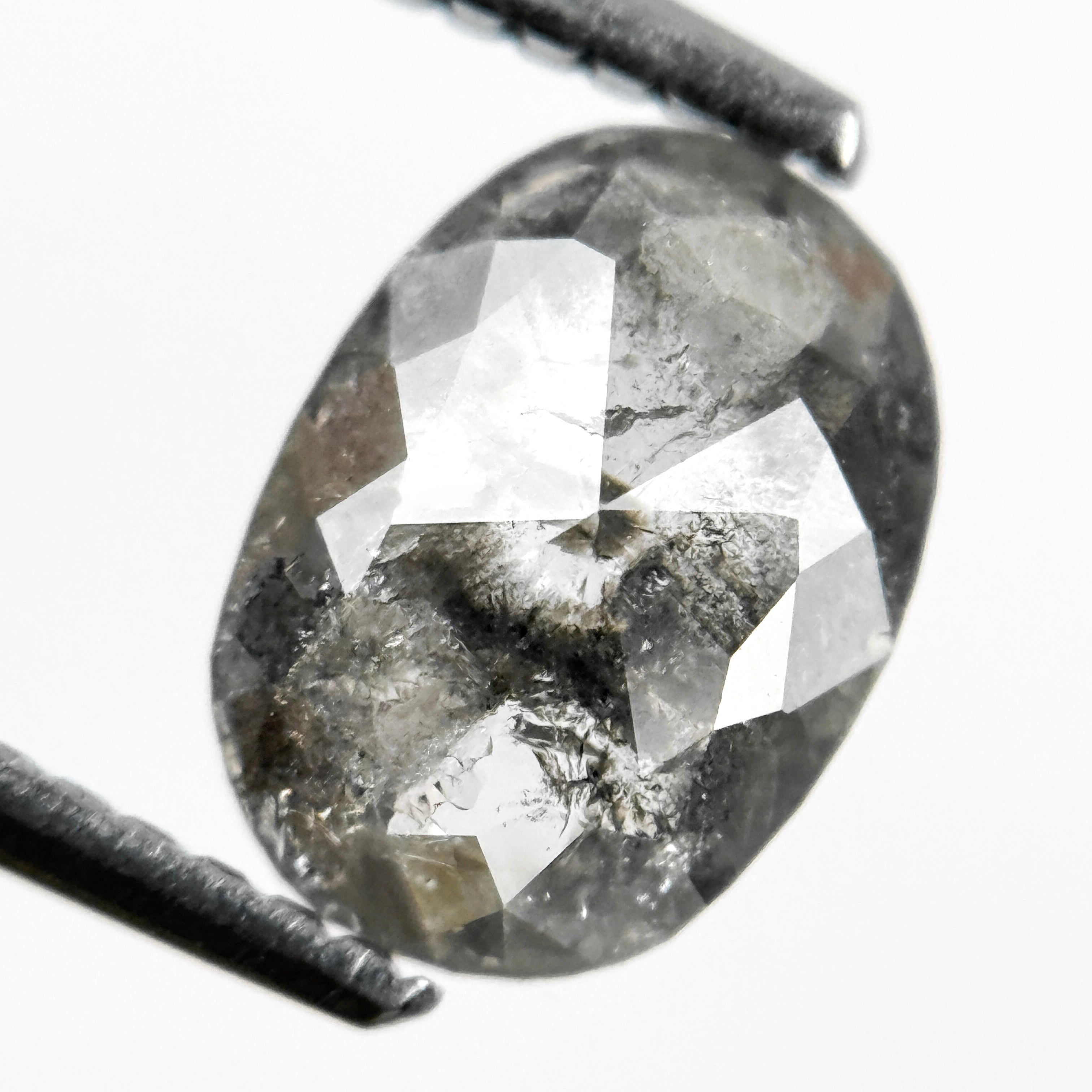 1.07 Ct Oval Rose Cut Grey Natural Galaxy Diamond