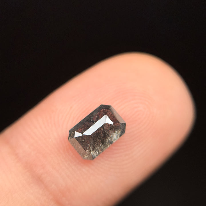 1.21 Ct Emerald Rose Cut Grey Salt and Pepper Diamond
