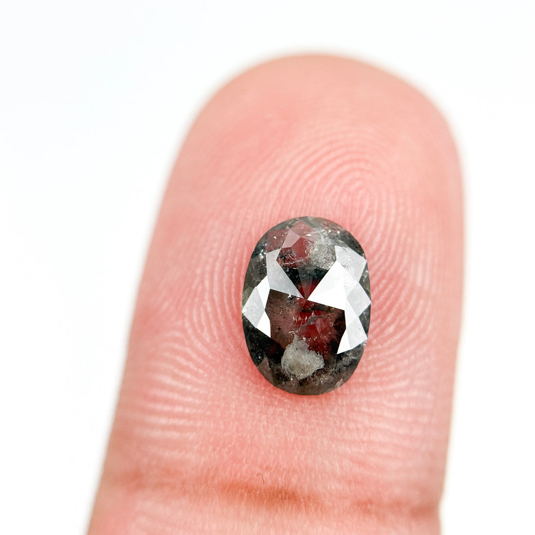 1.07 Ct Oval Rose Cut Grey Natural Galaxy Diamond