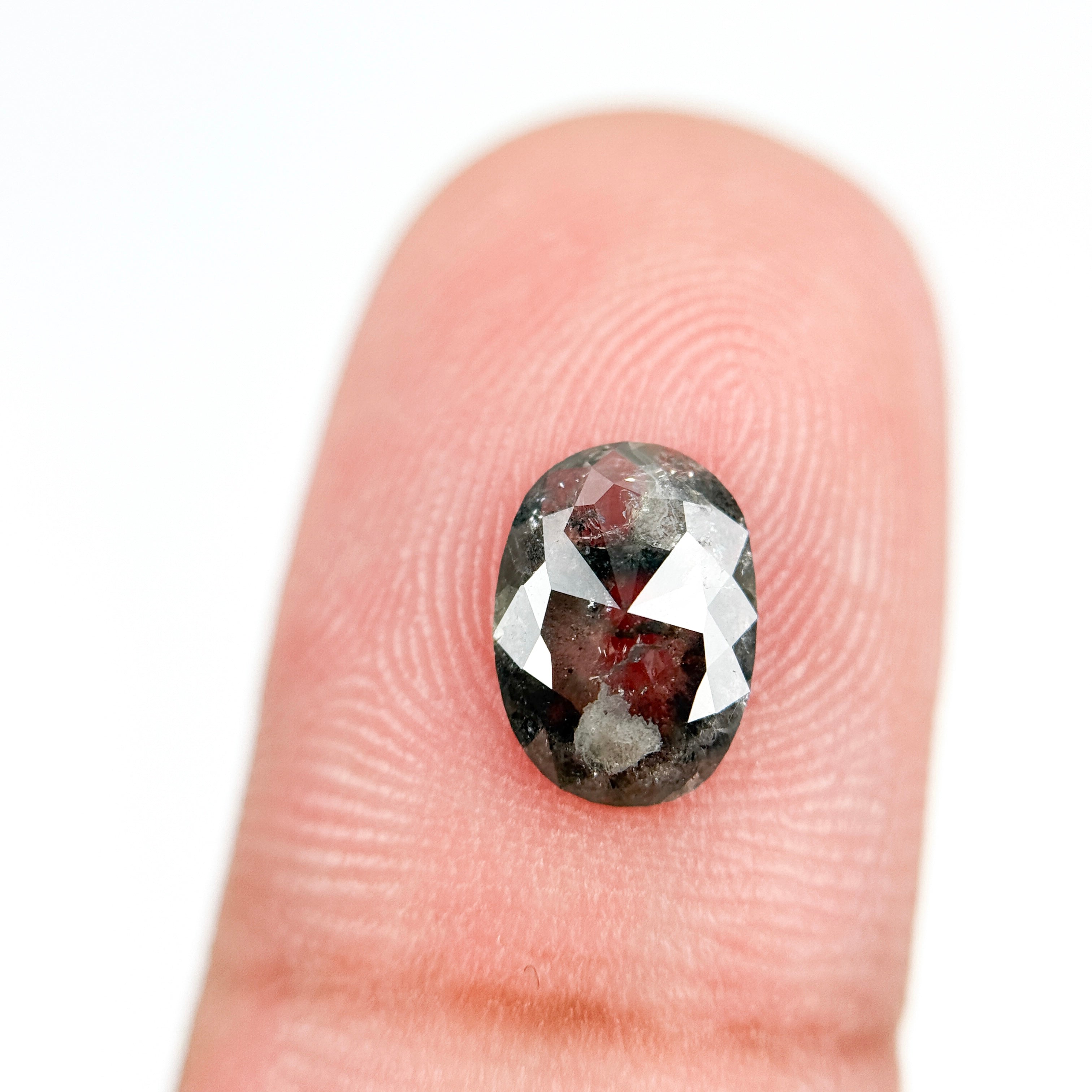 1.07 Ct Oval Rose Cut Grey Natural Salt and Pepper Diamond