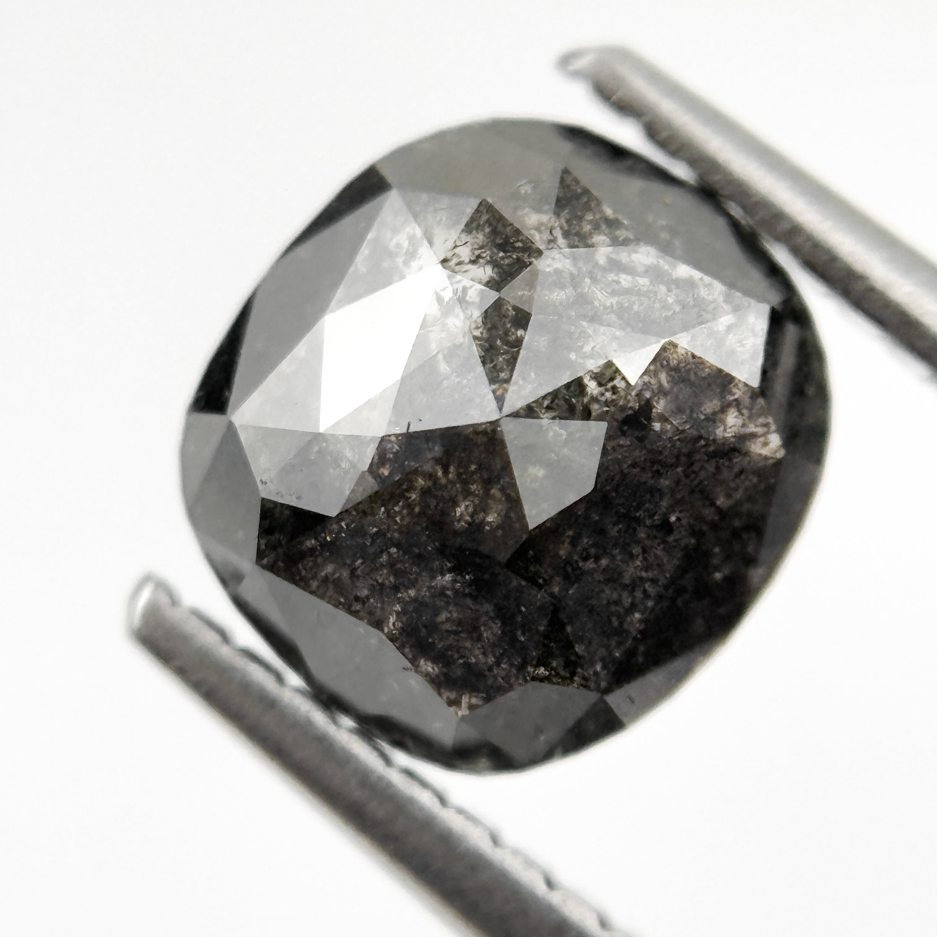 1.96 Ct Cushion Rose Cut Grey Natural Salt and Pepper Diamond