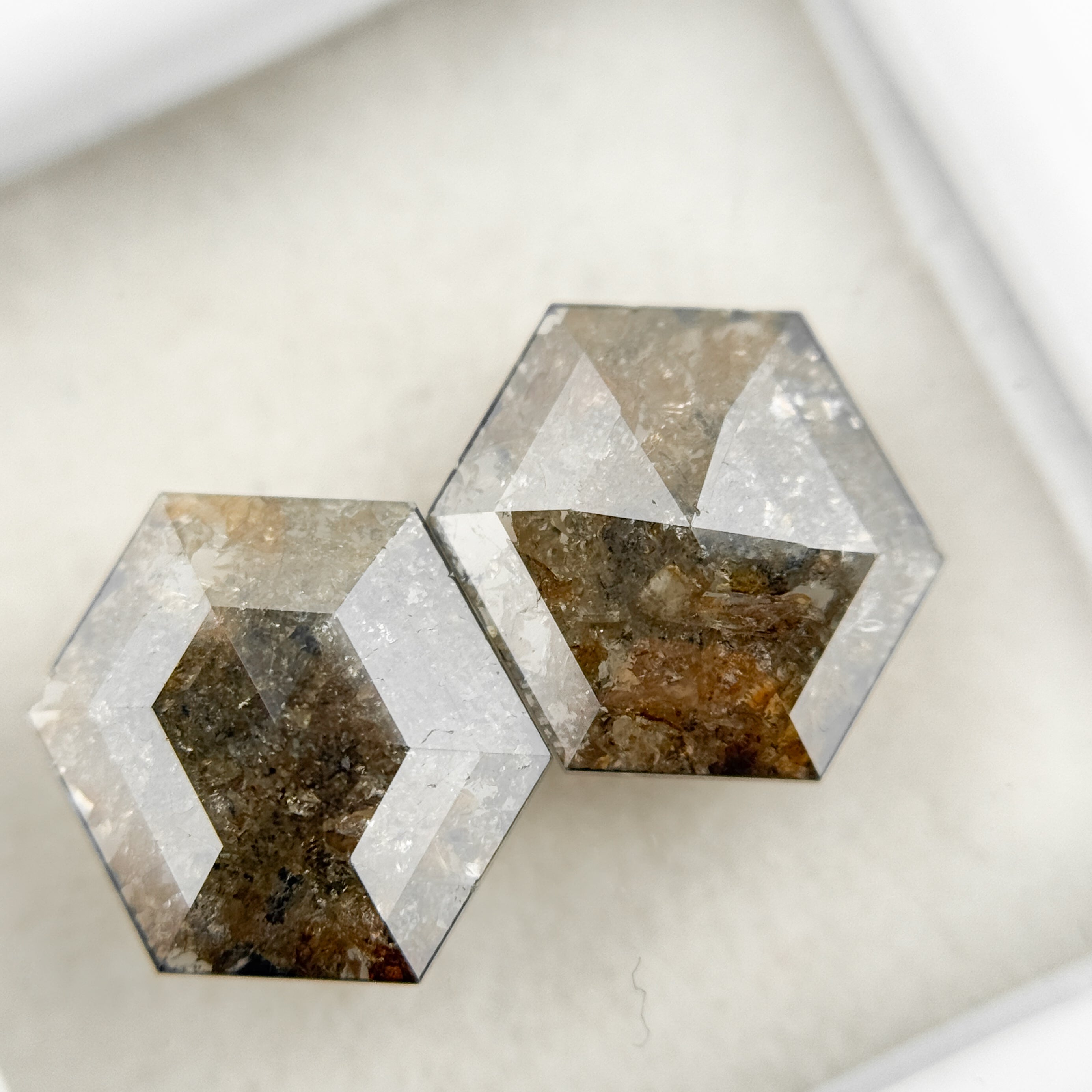 3.27 Ct Hexagon Rose Cut Red Natural Salt and Pepper Diamond