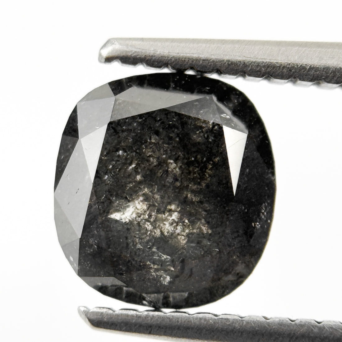 1.96 Ct Cushion Rose Cut Grey Natural Salt and Pepper Diamond