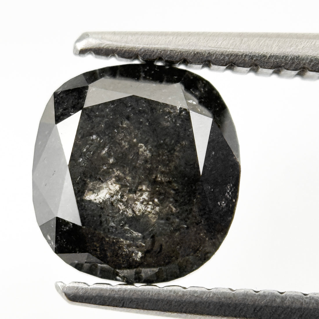 1.96 Ct Cushion Rose Cut Grey Natural Salt and Pepper Diamond