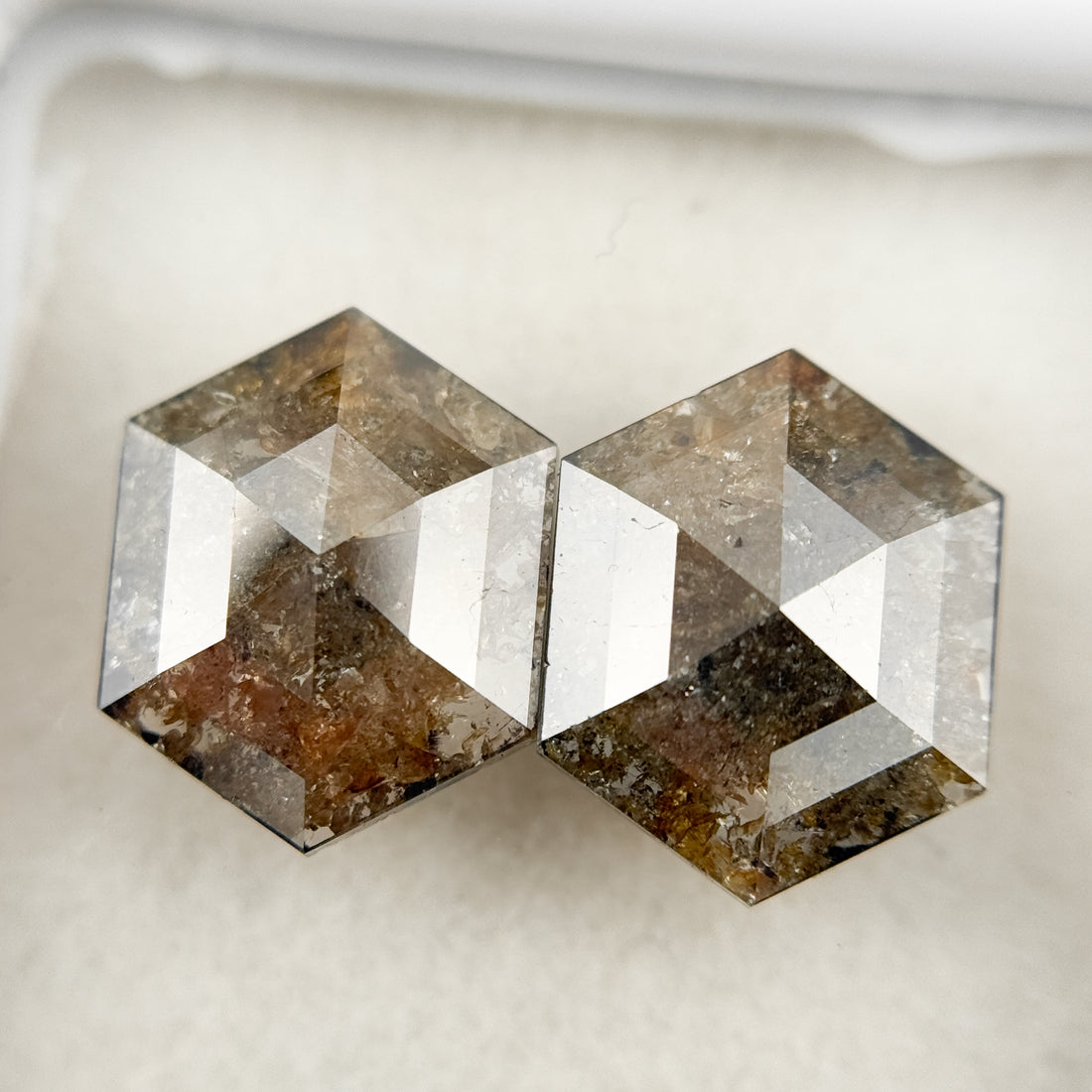 3.27 Ct Hexagon Rose Cut Red Natural Salt and Pepper Diamond