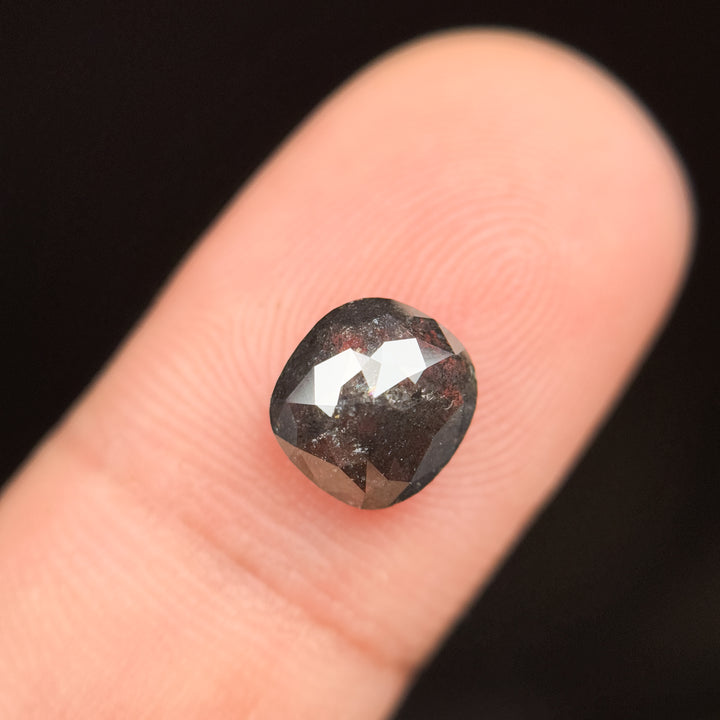 1.96 Ct Cushion Rose Cut Grey Natural Salt and Pepper Diamond